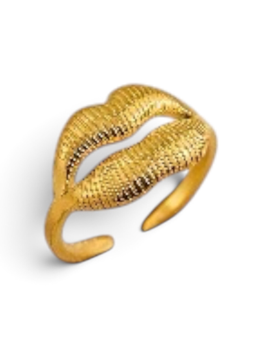Gold plated Lip-Shaped Adjustable Ring - Women's Jewelry